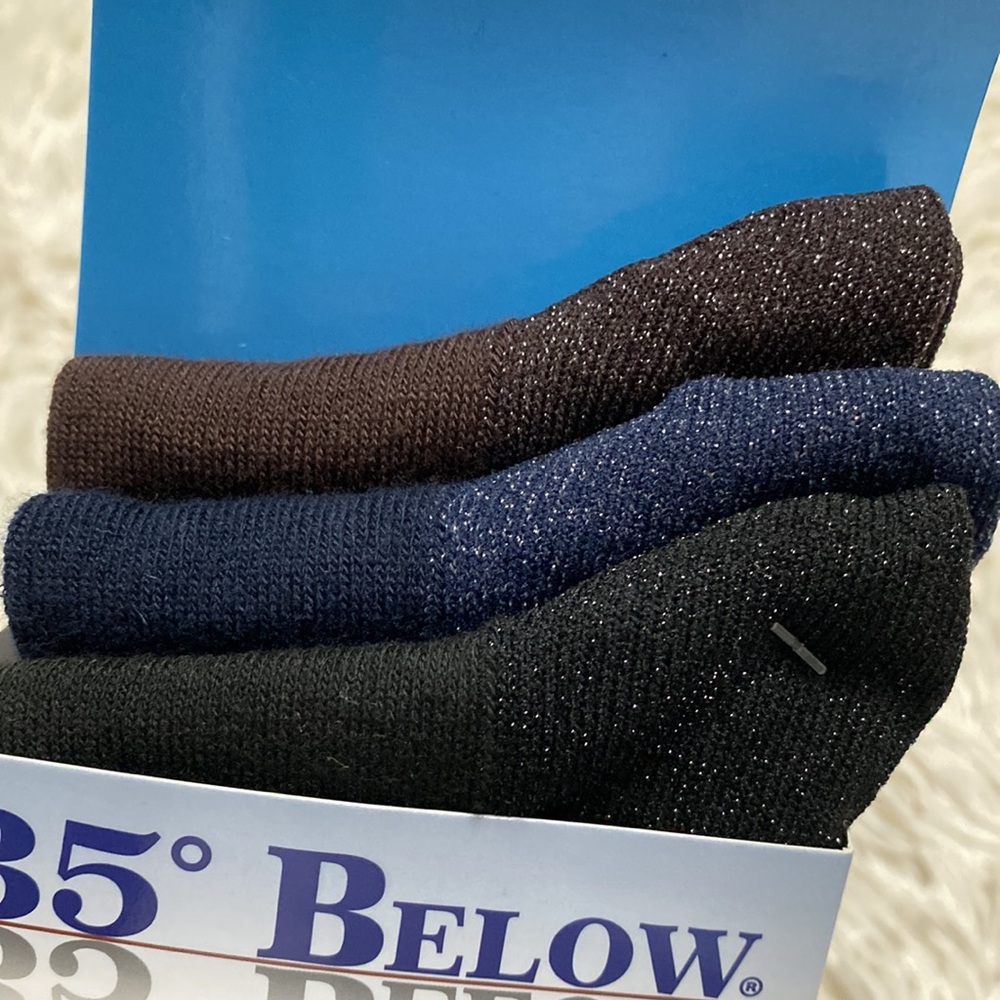 35 Below Dress Socks - 3 Pairs 💗 Black Navy & Brown - Picture 4 of 9